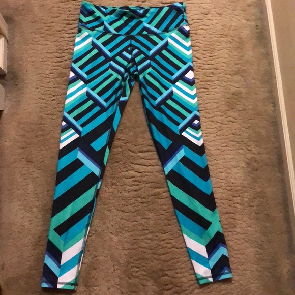 Champion pattern stripe workout leggings 90s style - Picture 1 of 3